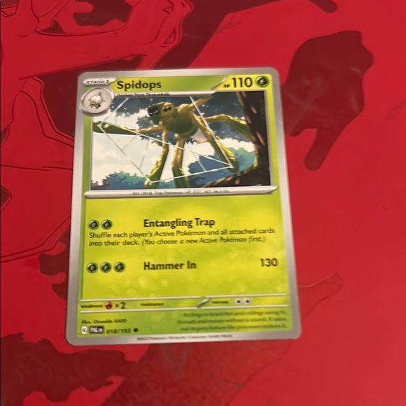 Pokemon Spidops Card - Green and Red